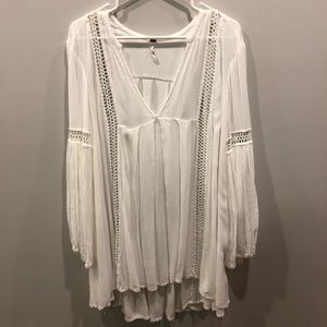 Free People White Bell Sleeve Tunic